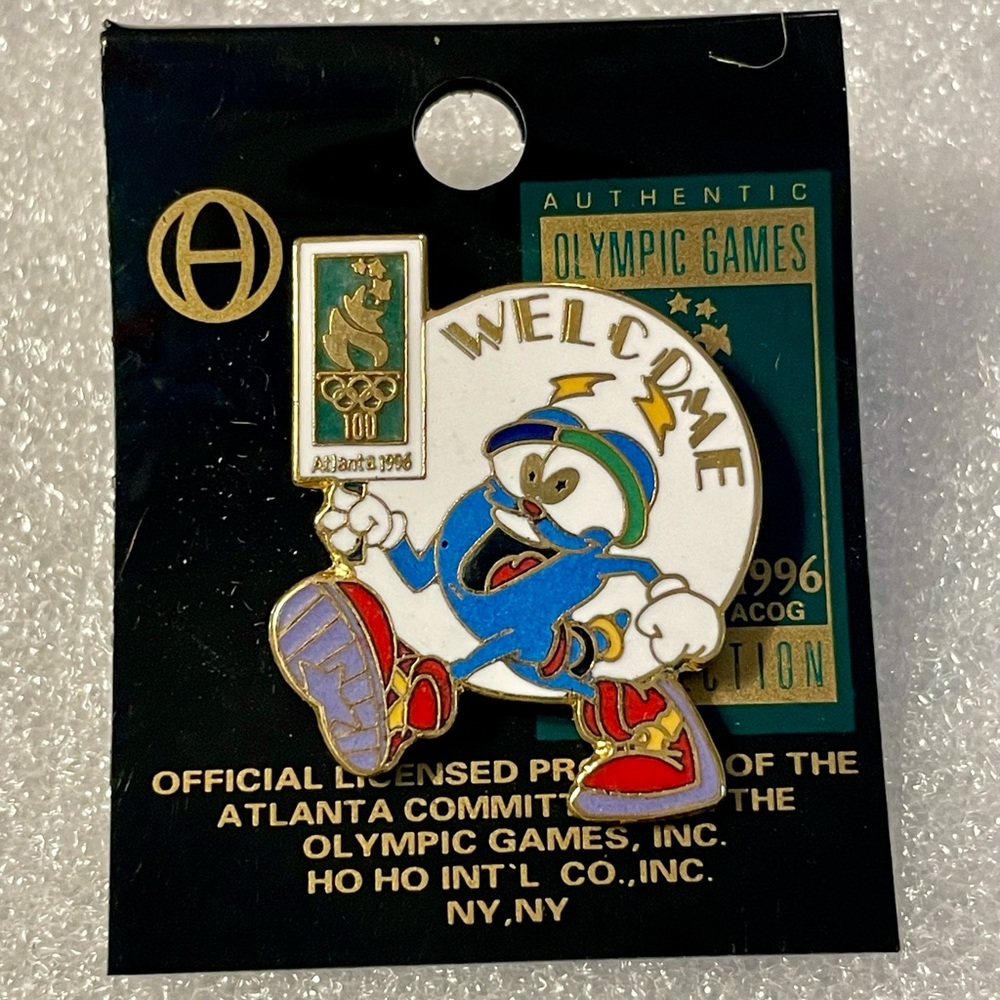 NWT Izzy 1996 Atlanta Olympics Flaming Torch Push Back Lapel Pin